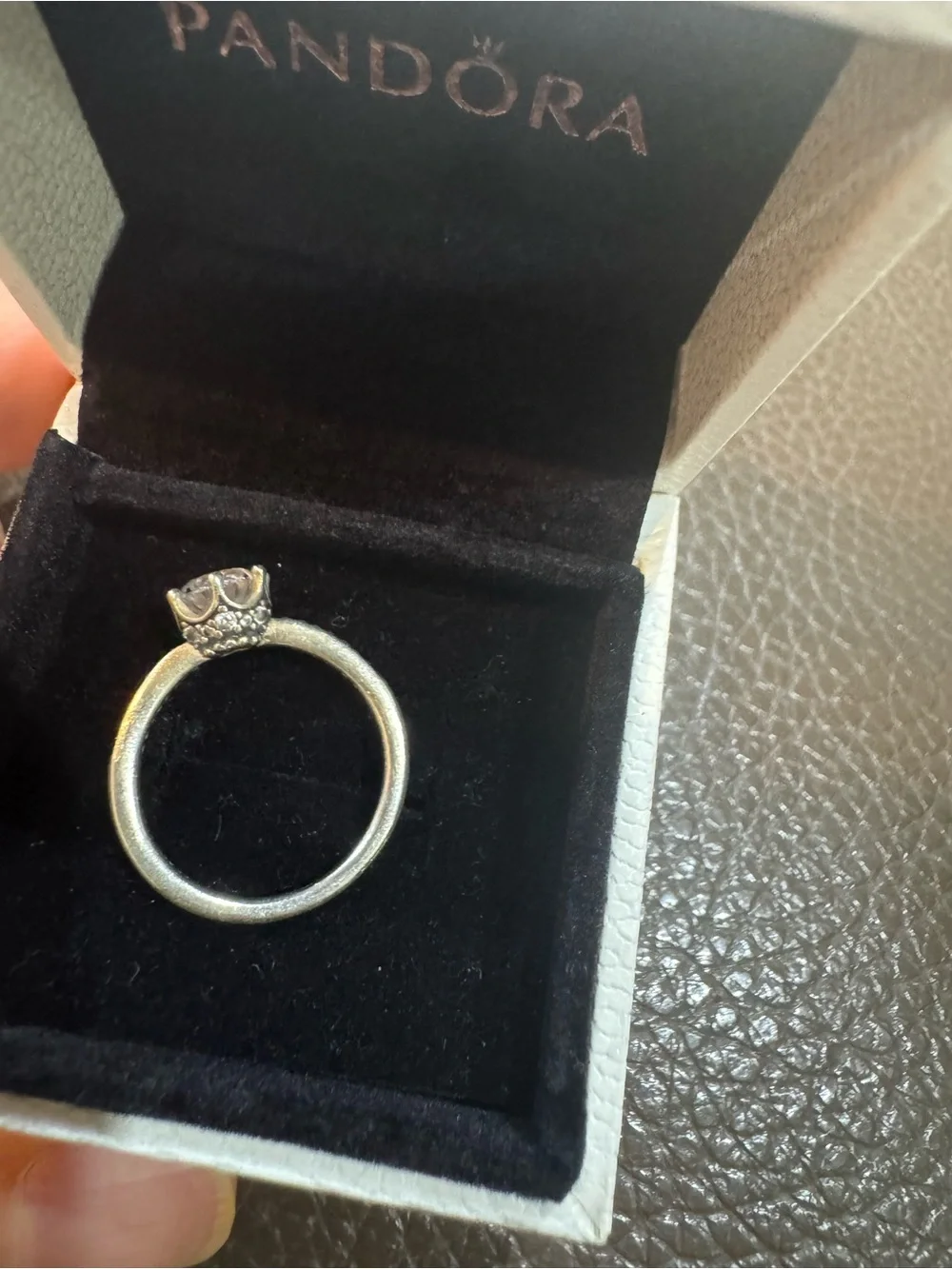 Pandora Silver Halo Ring with Clear Center Stone - Silver size 6